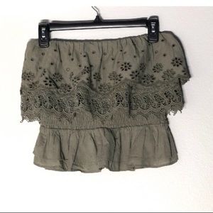Army Green Ruffled Tube Top